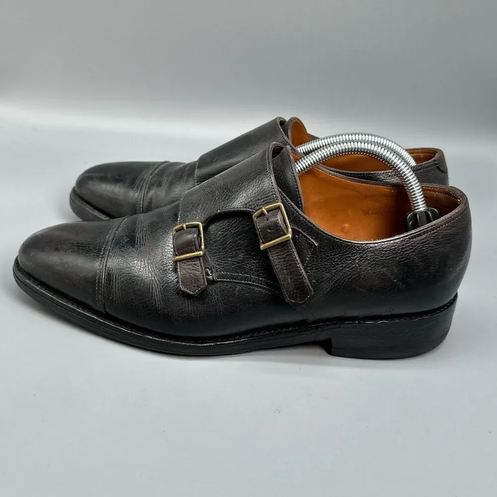 John Lobb William Mens 8.5 Black Leather Dress Shoes Double Monk Strap Slip-On